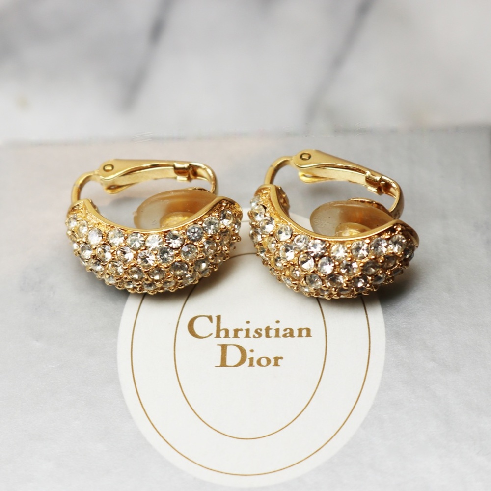⚜️ Vintage Christian Dior© Clear Crystal Earrings - Picture 10 of 16
